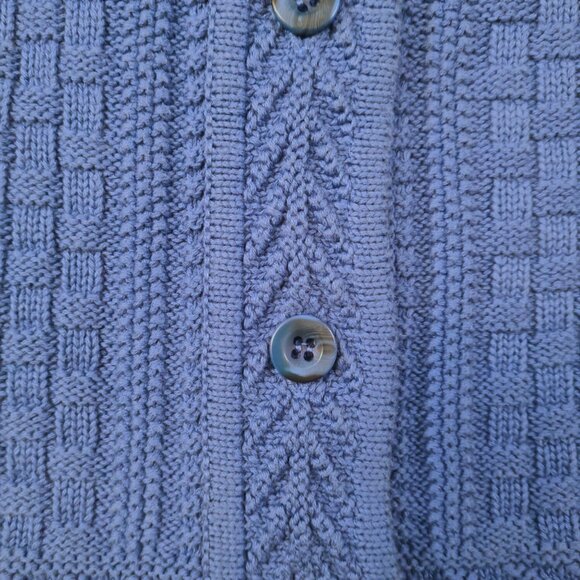 L.L.Bean Women Vintage Cardigan Size M Royal Blue Heavy Knit Nordic Button Down - Picture 13 of 16